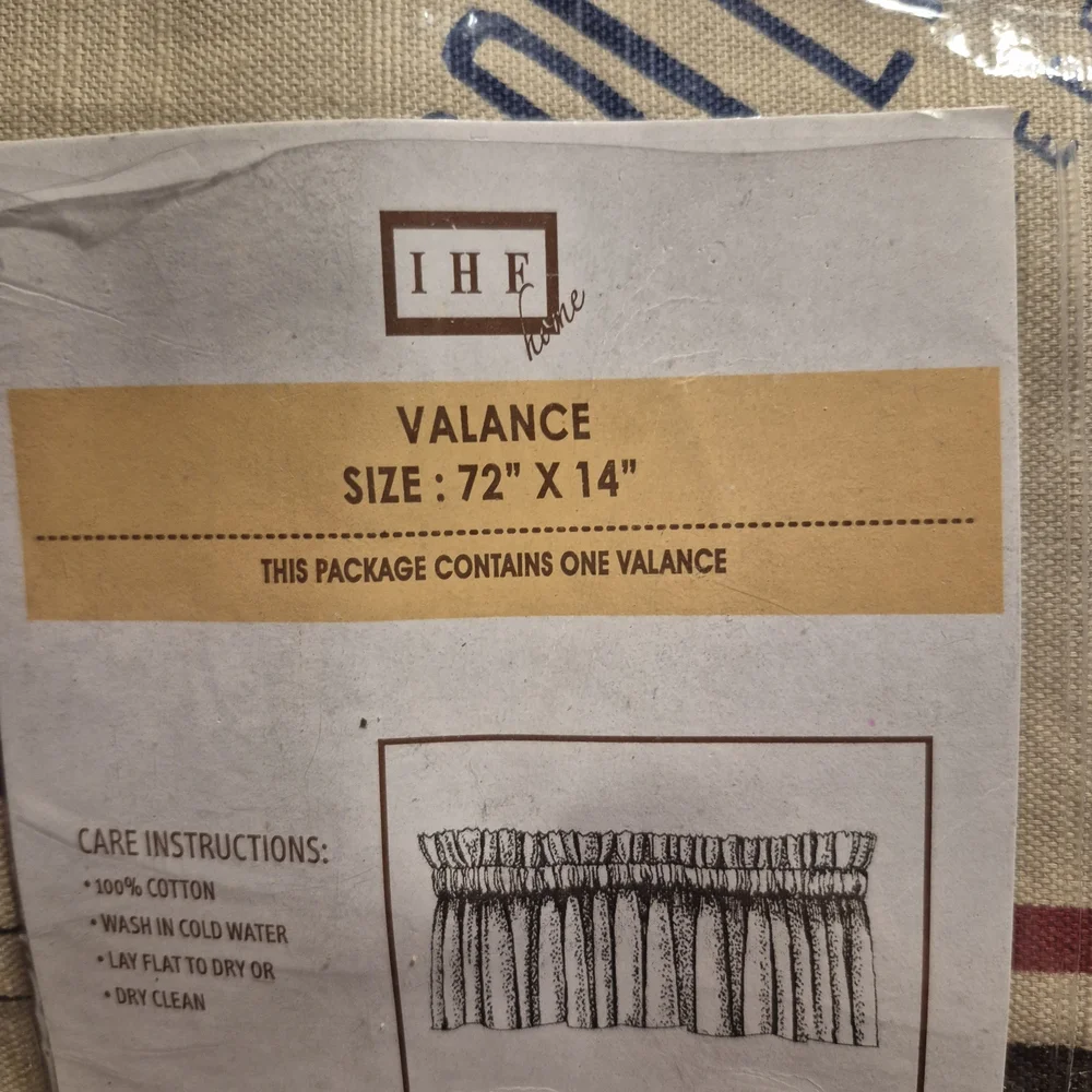 Beige and Red Curtain Valance